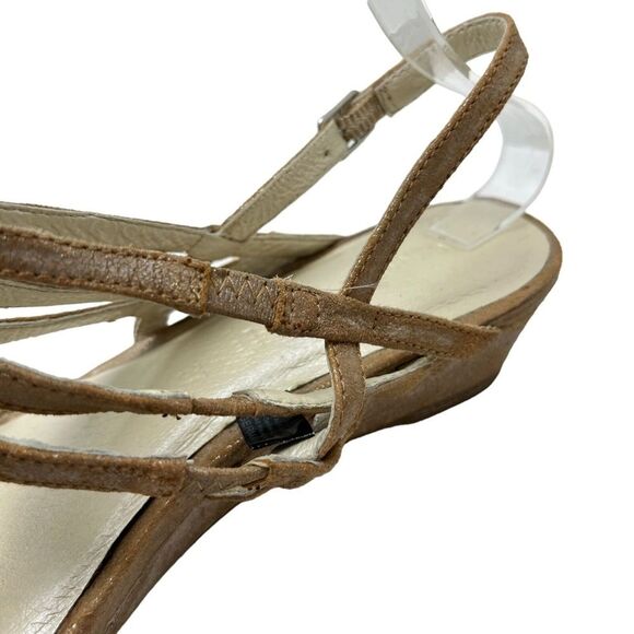 GERRY WEBER Genuine Leather Bronze Sandals Wedges Slingback Beige Shoes 37 / 6.5 - Picture 10 of 16